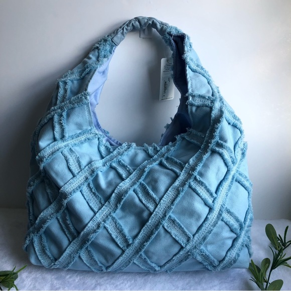 Urban Expressions Barbuda Cotton Hobo Shoulder Bag, Sky Blue, NWT - Picture 4 of 10